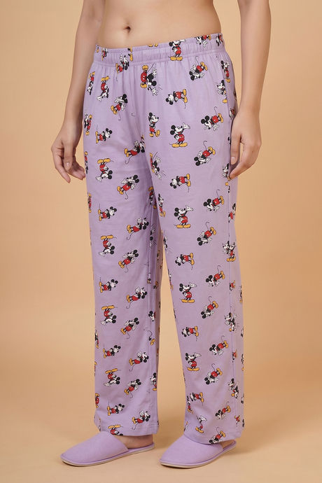 Zivame Mickey & Friends Knit Cotton Loungewear Set - Pastel Lilac — image 6